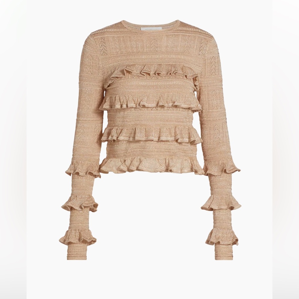 Zimmermann Tan Ruffled Top